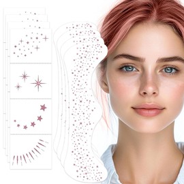 ASOMI 8 Pieces Rose Gold Glitter Summer Shooting Face Tattoo Makeup Patches Easy to Apply and Remove Sparkling Makeup Patches