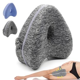 BIZOI Knee Pillow for Sleeping on Side, Heart Shape Knee Support, Hip Alignment Pillow, for Relieve Sciatica, Hip Pain, Sleeping, Pregnancy, Joints Pain, Spine, Calves, Back, Leg(Gray)