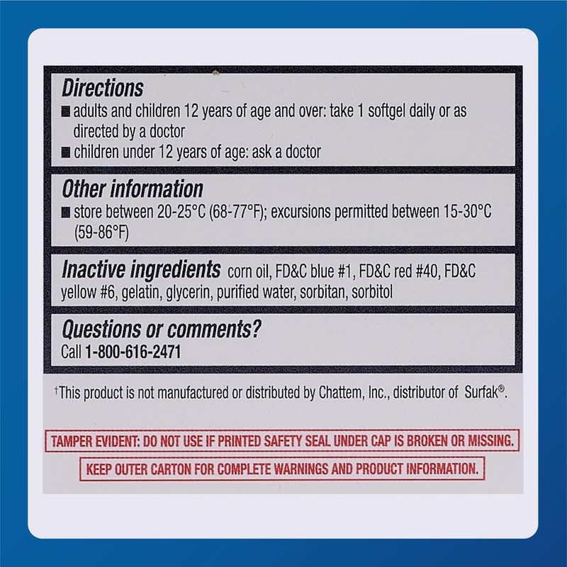 MAJOR Docusate Calcium 240 mg - Stool Softener Laxative Softgels