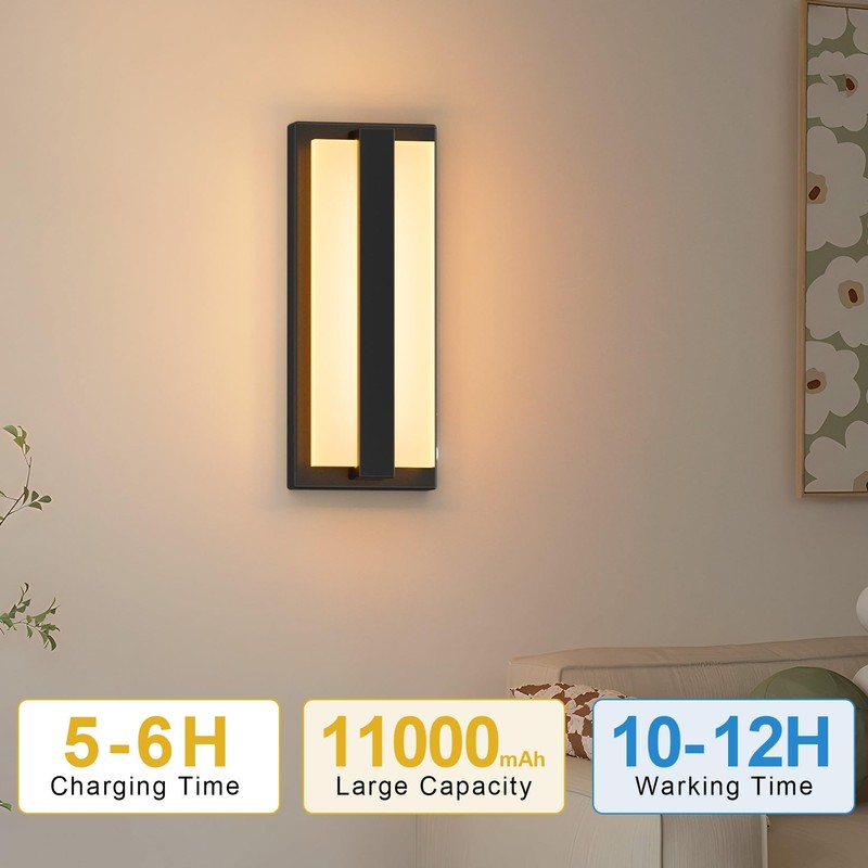 Aoceley 1-Pack 11000mAh Rechargeable Battery Operated Led Wall Scocnes,8W 3-Color