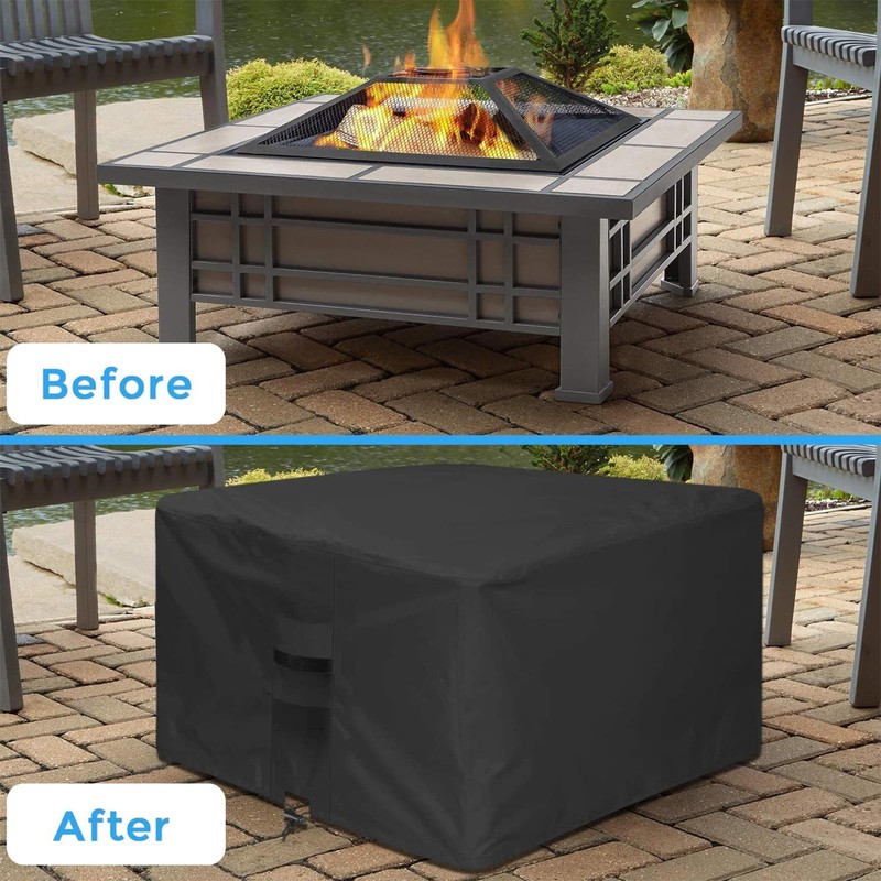 TheElves Fire Pit Cover, Waterproof Square Outdoor Fire Pit Table