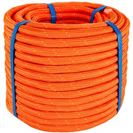 Braided Polyester Rope - 1/2 in x 125 ft Strong Arborist Rigging Rope High Strength Polyester Rope No-Stretch Rope for Climbing Tree Swing Pulling Sailing 8400 Lbs Breaking Strength(Orange)