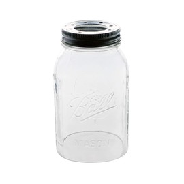 Open Bottom Mason Jar Glass Shade with 1-5/8-Inch Fitter Opening Lighting Lid (RM Quart Ball Jar, Clear)