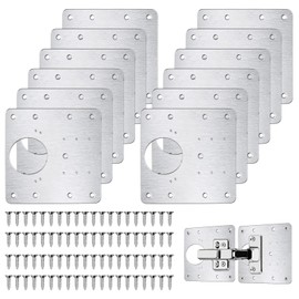 flintronic Stainless Steel Hinge Repair Plate, 12 Pieces Kitchen Hinge Repair Plates with 80 Pieces Screws, 9 x 9 cm Kitchen Hinge Repair Kit Door Cabinet Home Furniture Drawer Boxes Window