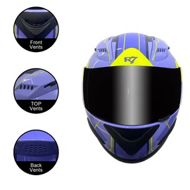 KRN Full Face Motorcycle Motorbike Helmet with Black Color Visor DOT Approved- Helmet Balaclava Purple (M)