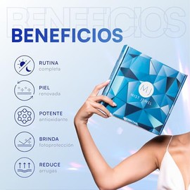 MIST JEWEL Kit Facial Luxe skincare completo Cremas día y noche, 3 Serum, limpiador facial y crema contorno de ojos | Paquete completo dia y noche de 