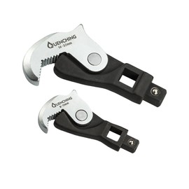 QUENCHING 2-Pcs Spring Loaded Auto-Adjusting Crowfoot Wrench Set, Covers Sizes 8 to 32mm (1/2" & 3/8") - Adjustable Wrench for Automotive Repair Work with Power Grip, Male & Female Square Drives