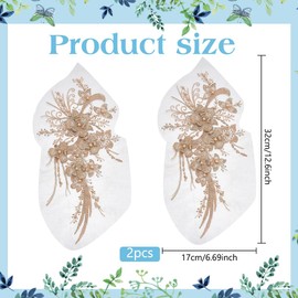 FREEBLOSS Pack of 2 Lace Appliques Embellishments Floral Embroidery Lace Patches Flower Lace Applique Floral Embroidery Lace Fabric Patches for Clothing Lace Appliques Embellishments