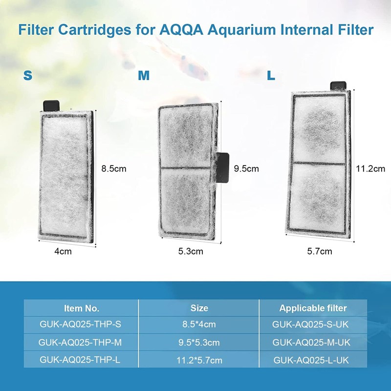AQQA 8 Pack Aquarium Filter Cartridge Replacement Fish Tank Filter