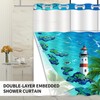 Mowxune No Hook Beach Shower Curtain with Snap in Liner
