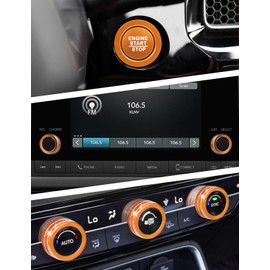 DvlynAuroa Accessories for Honda Civic 2022-2025 & Accord/CRV/HRV/Acura Integra 2023-2025 -A/C, Radio, Warning Light, Push Start Button Knob Cover/Ring (7-inch Screen, Orange)