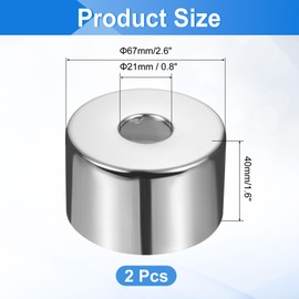 sourcing map 2 Pcs Shower Arm Flange, 0.8"x2.6"x1.6"(21x67x40mm) Stainless Steel Round Escutcheon Plate, Wall Split Flange, Wall-Mounted Water Pipe Cover for Pipe, Silver