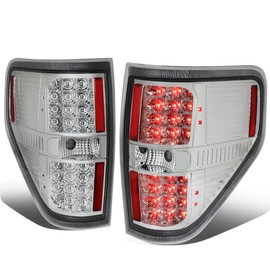 Auto Dynasty Tail Lights Compatible with 2009-2014 Ford F150, Driver and Passenger Side Full LED Brake Lamps Replacement, Chrome Housing Clear Lens