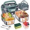Electric Heated Lunch Box for Adults with 2 Pack 1.5L