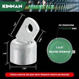 12 PCS 1-3/8" Chain Link Fence Rail End, 1-3/8 in Fence Post Connecting Cap,KINNAN Fence Top Rail End, for 1-3/8" OD Top Rail Pipe, Galvanized Steel