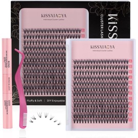 Cluster Wimpern Extensions Kit, 240Pcs 30D 0.07 DCurl Mix 9-15mm Wimpern mit Lash Bond Dichtung Applicator, weiche natürliche falsche Wimpern, DIY individuelle Wimpern zu Hause (30P Kit, Mix 9-15mm)