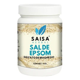 Sulfato De Magnesio 1 kg | Sal De Epsom | Suplemento Alimenticio | Saisa Herbal | Sin Aroma para baños | Ayudar a aliviar el dolor y la tensión muscular, laxante para tratar el estreñimiento