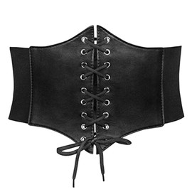 AYNKH Women's Corset with Cross Thread Bow Design, Versatile Corset, Slimming Waistband, Button Back Closure, black