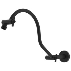 Hibbent All Metal Upgraded 18'' Shower Head Extension Arm, Shower Arm with Flange, Solid Brass Flexible Height & Angle Adjustable Shower Arm Extender with Lock Joint, Universal Connection, Chrome head extension - Color: 18 Inch - Matte Black