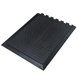 StaticTek End Piece ComforTread FM9 ESD Anti Fatigue Rubber Floor Mat | Diamond-Plate for ESD Safe Work Areas | 1/2 Inch Thick Conductive Mat | End