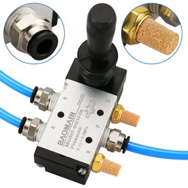 Baomain Pneumatic Solenoid Valve Manual Control Push-Pull 4H210-08 PT 1/4" 5 Way 2 Postion Air Hand Lever Operated Valve with Fittings