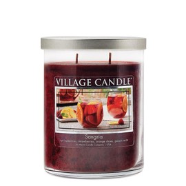 Village Candle Sangria, Medium Silver Lid Tumbler Scented Candle, 14 oz