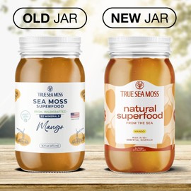 TrueSeaMoss Wildcrafted Irish Sea Moss Gel - Made with Dried Seaweed & Fresh Sea Vegetables, Seamoss - Made in USA (Mango, Pack of 2)
