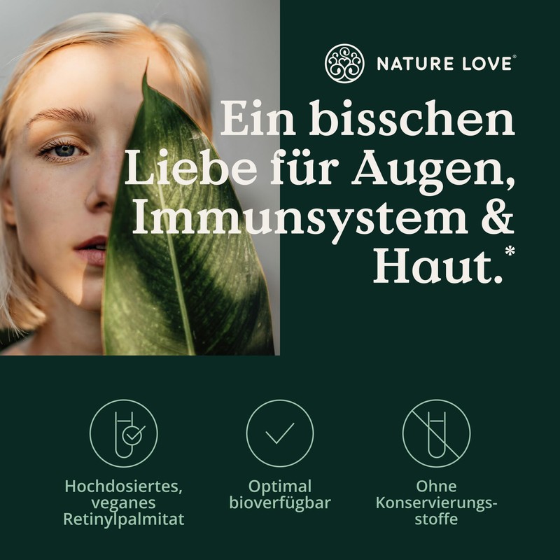 NATURE LOVE Vegan Vitamin A - 365 Tablets with 5,000