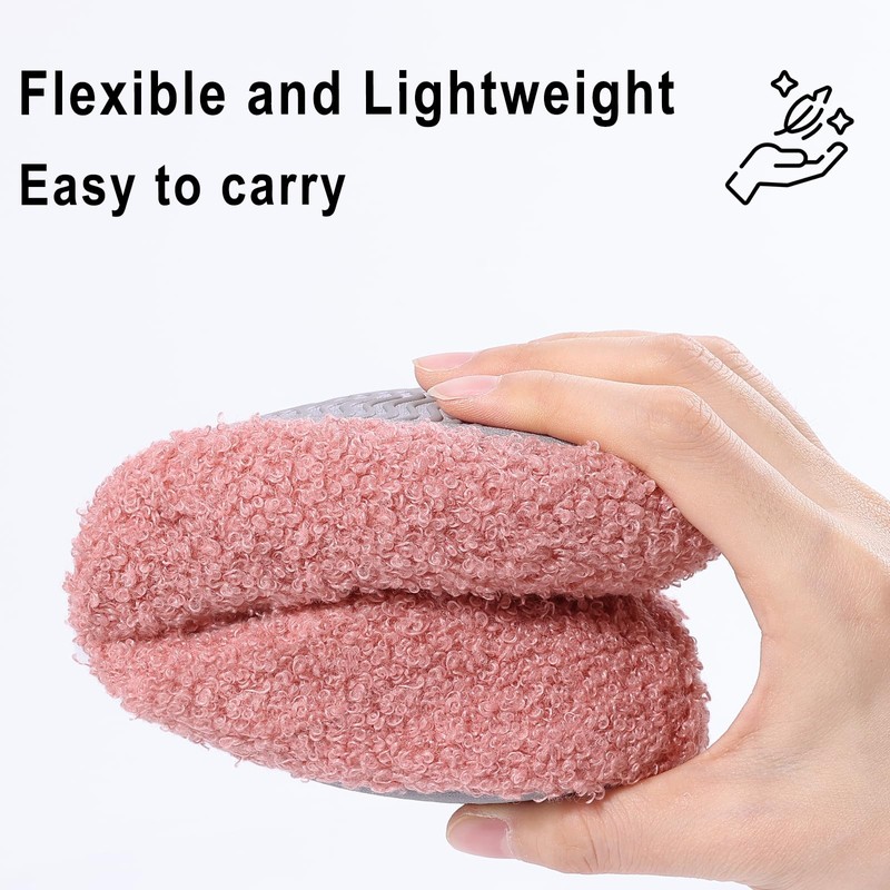shevalues Women House Memory Foam Slippers Teddy Fleece Bedroom Sock