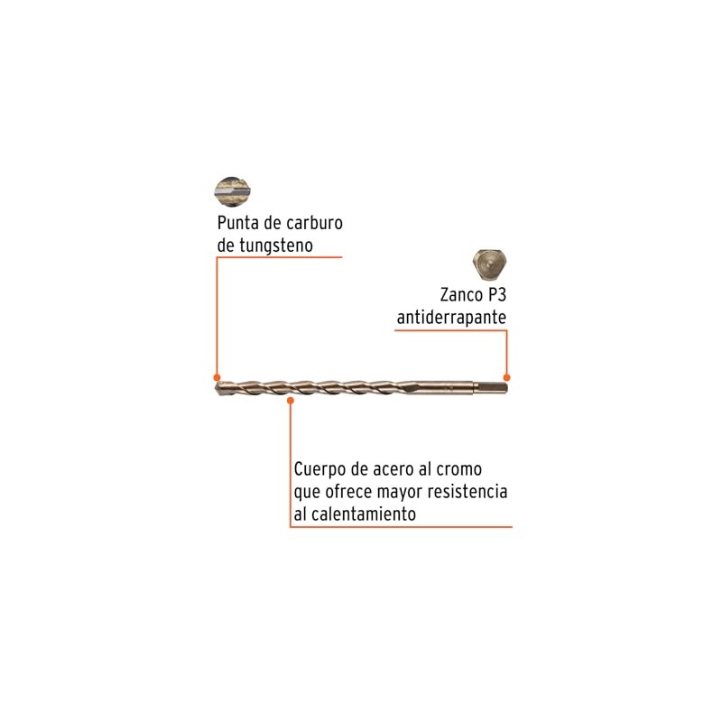 Truper BCT-3/4X12, Broca para concreto con cuerpo de acero al