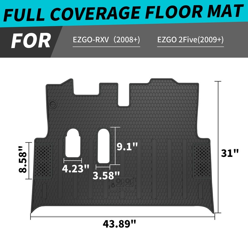 10L0L Golf Cart Floor Mat for EZGO RXV 2008-up, Full
