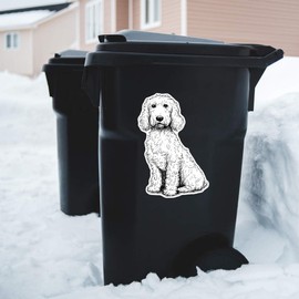 Extra Large 460mm 'Golden Doodle Dog Sitting' Permanent Sticker Decal for Cars/Windows/Bins/Walls (DW00130795)