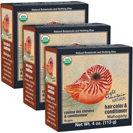 Pack of 3 x Light Mountain Hair Color and Conditioner - Mahogany - 4 fl oz