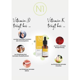 N1 Vitamin D3 K2 Drops - 1 Drop per Day - 735 Drops Premium D3K2: 99.7+% All-Trans (K2VITAL® by Kappa) + High Bioavailable D3 - Laboratory Tested, High Dosage, Liquid, Optimal Dose