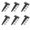 Pack of 6 T-shaped hinges, galvanised T-hinges, with 30 black