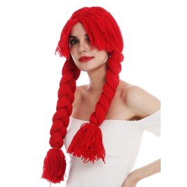 WIG ME UP - 840357-P13 Wig Carnival Fancy Dress Women's Doll Doll Thick Fabric Doll Hair Red Braids Long Braided