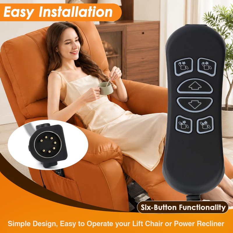 HSW306 Lift Chair Remote Replacement 6 Button 7 Pin USB