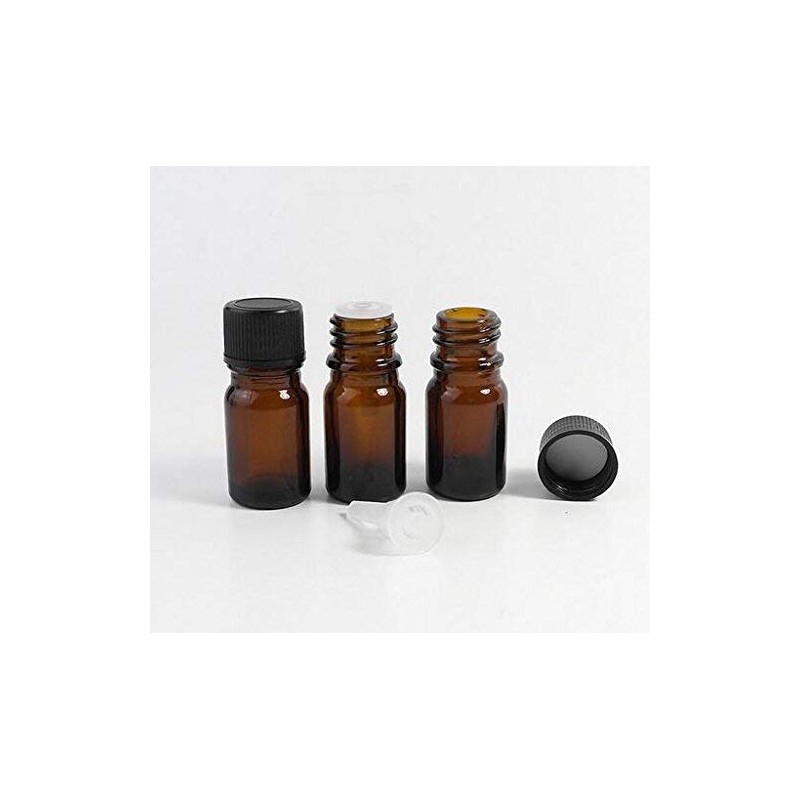 6Pcs Amber Glass Essential Oil Bottles with Orifice Reducer and