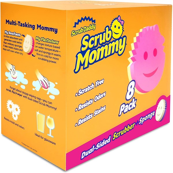 Scrub Daddy Scrub Mommy Variety Pack - Scratch-Free Multipurpose Dish Sponge - BPA Free & Made with Polymer Foam - Stain & Odor Resistant Kitchen Sponge (8 Count)