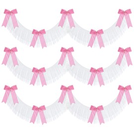 Mindsoft 3 Pack 6. 5 ft Pink Bow Birthday Banner with 15 Velvet Bows 8 Inch Large White Foil Fringe Banner for Bachelorette Bridal Shower Wedding 2025 Graduation Coquette Party Decorations