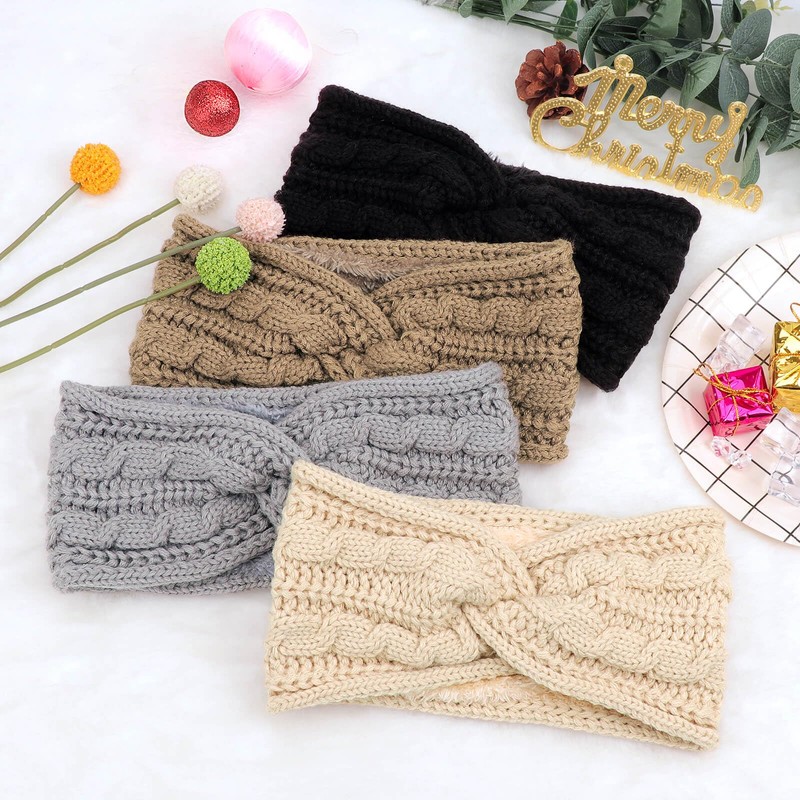 DRESHOW Women Warm Knitted Headband Winter Ear Warmer Crochet Head