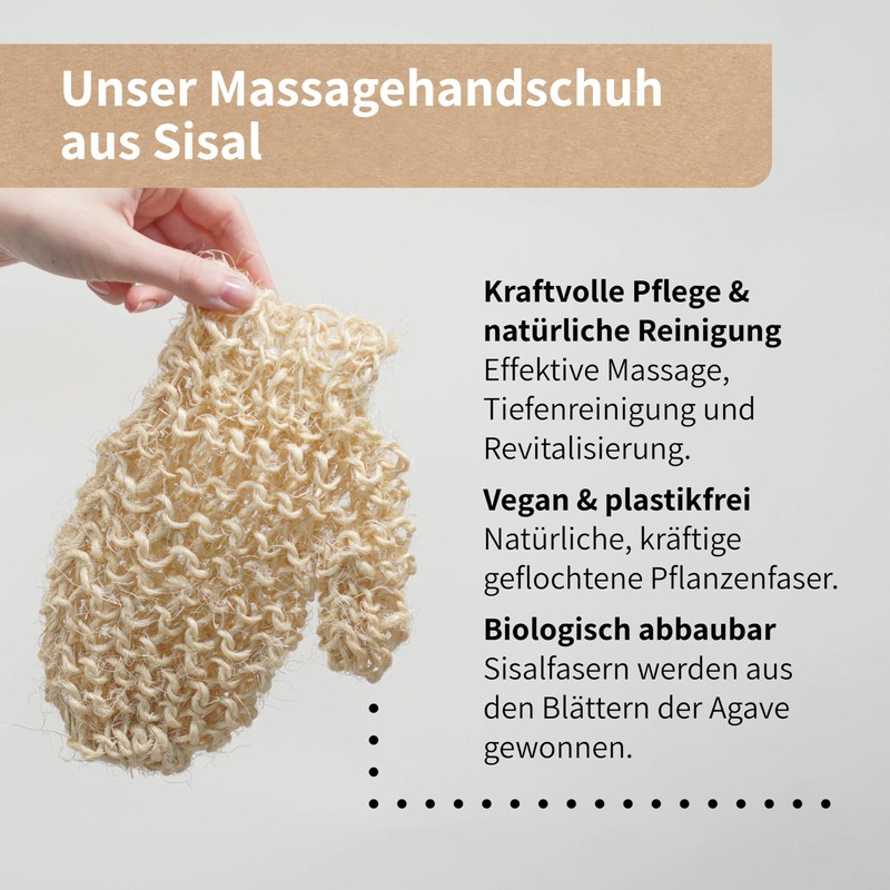 Niyok® Massagehandschuh aus Sisal • Sanfte Reinigung & Massage für