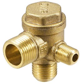 ZLYY 90-Degree Right Check Valve, 3-Port Brass Male Threaded Air Compressor Check Valve Central Pneumatic