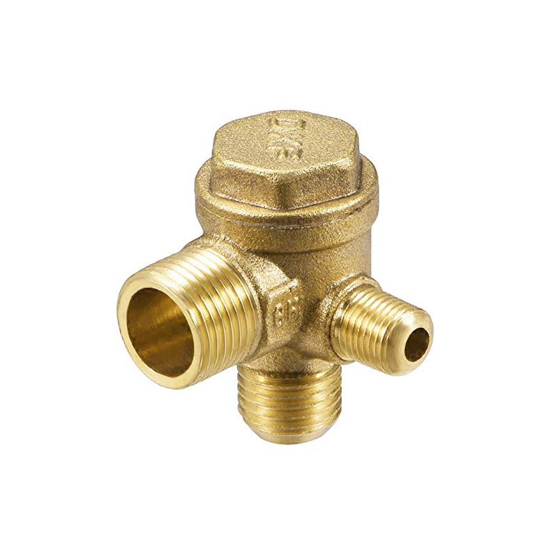 ZLYY 90-Degree Right Check Valve, 3-Port Brass Male Threaded Air