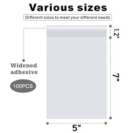 LEOSINDA 100 Pcs 5" X 7" Clear Resealable Cellophane Bags - Cello Poly Bags for Cookies, Candy, Prints, Photos, A2 A4 A6 Cards & Envelopes - Self Seal