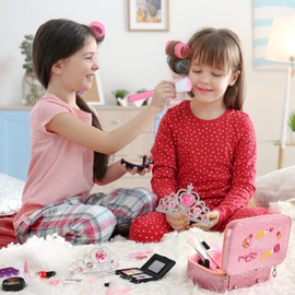 Kids Makeup Kit for Girl, Washable Kids Make Up Set, Little Girls Makeup Kit, Nontoxic True Color Kids Make Up Girls Toys, Christmas and Birthday Presents for Kids Make Up Set Age 3 4 5-7+