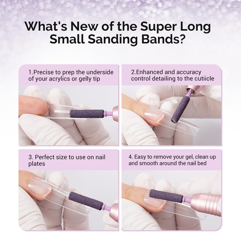 MelodySusie 50 Pcs Nail Drill Bits Super Long Small Sanding