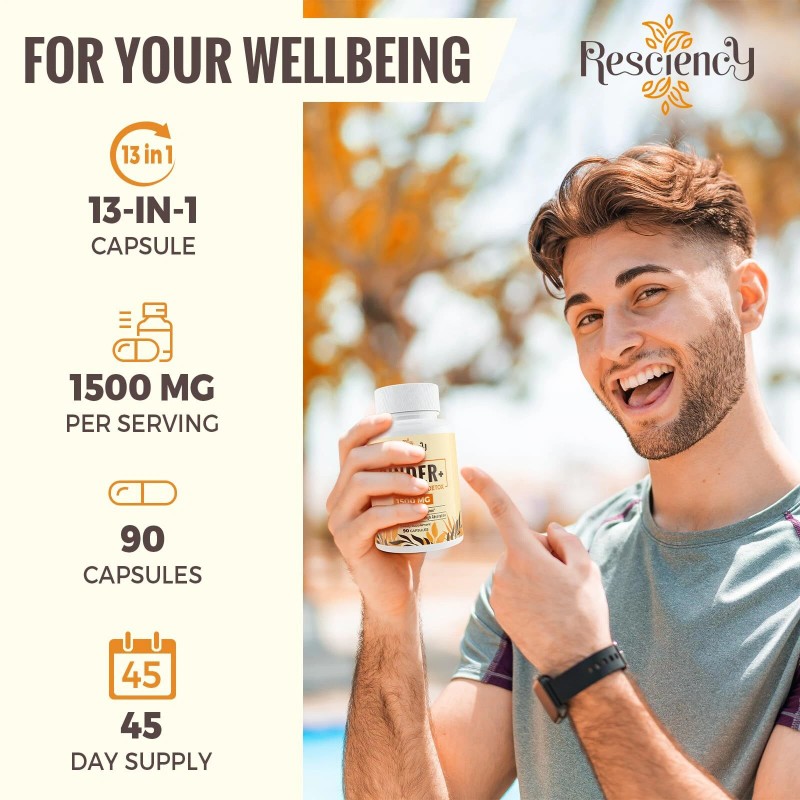 Resciency 1500mg Detox Binder 90 Vegan Capsules Charcoal Zeolite Bentonite