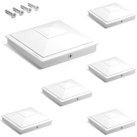 Siedinlar 4x4 Pyramid Post Caps Waterproof Outdoor Post Cover, Fits 4x4 3.5x3.5 Vinyl Wood Posts for Fence Deck Mailbox Patio (White, 6 Pack)