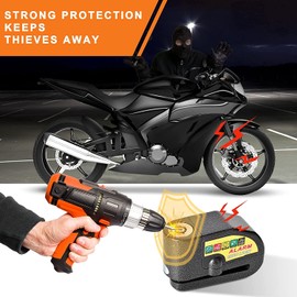 Motorbike Alarm Disc Brake Lock, Gbivbe Motorcycle Disc Lock 110dB with 1.5M Reminder Cable, High Security Motorbike Locks for Motorcycle Bike Moped Vespa Motocross Accessories